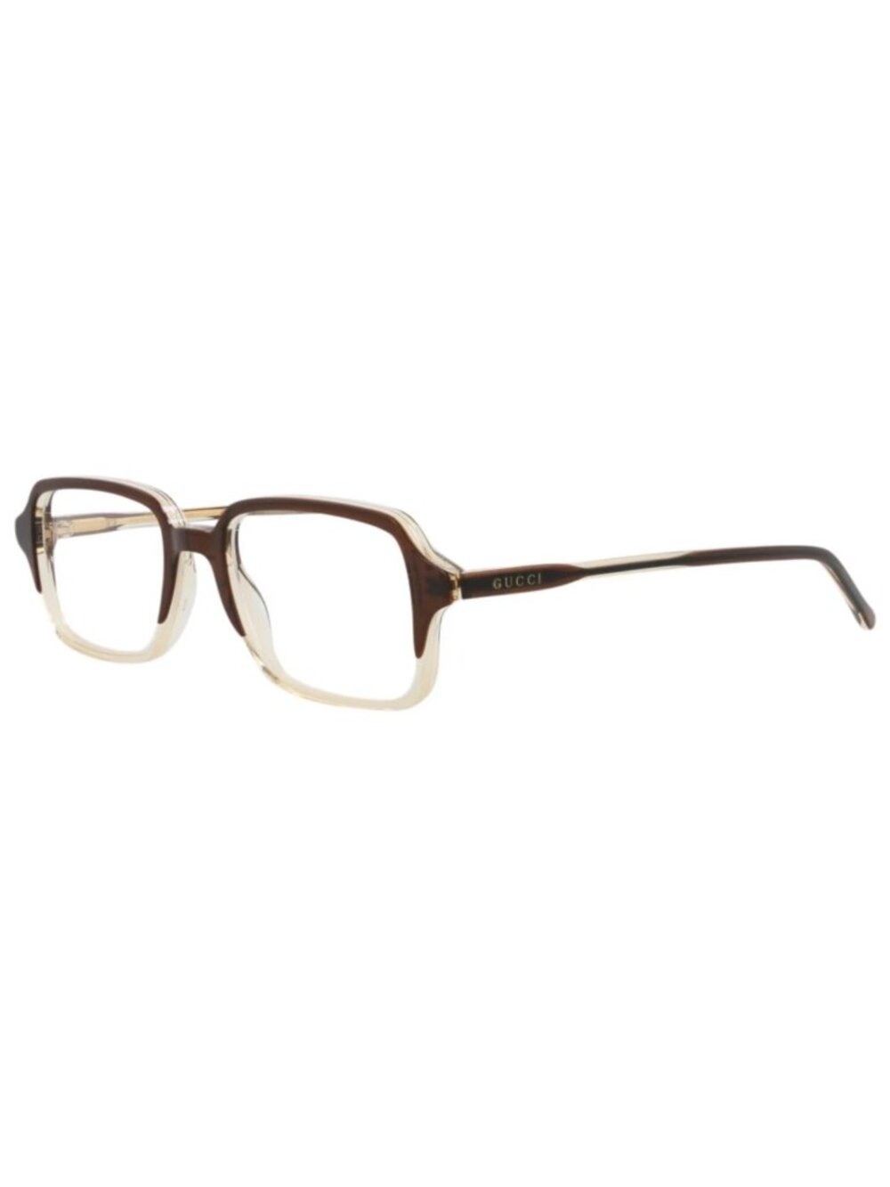 New Gucci Women's Eyeglasses Square Rectangle Acetate Frame Mens Brown Brown